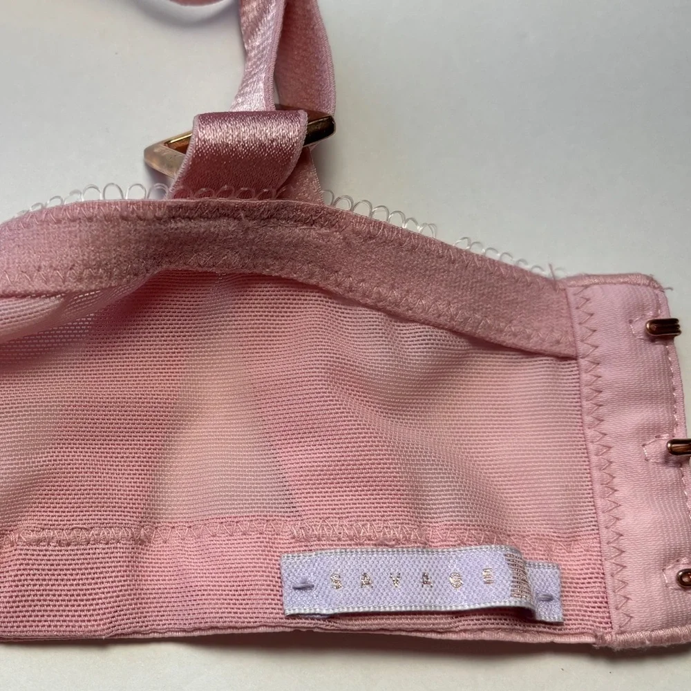 Beautiful Savage X Fenty Pink/gold Floral Lace Unlined No Underwire Bra Size 2X - Picture 5 of 6